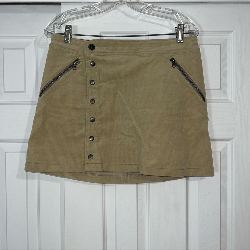 Khaki Button-Front Mini Skirt Sz 6